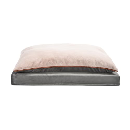 Amazon Basics Dog Bed with Cooling Gel Memory Foam, Pressure-Relief Support for Dogs up to 50lbs, Non-Slip Bottom, Machine Washable Cover, Large Sized (36" x 27"), Grey - color: Grey, size: Large, style: Plush Cushion Bed