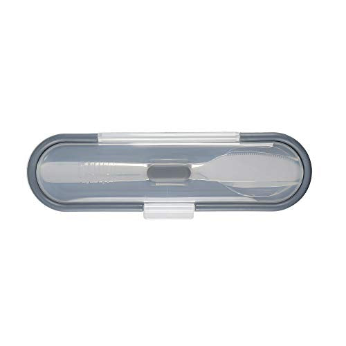 Built Travel Cutlery Set in Case, 18/8 Stainless Steel Spoon, Knife and Fork, 20 x 6 x 3cm, Silver