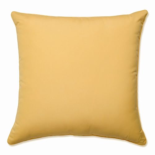 Pillow Perfect Fortress Solid Indoor/Outdoor Floor Pillow Plush Fill, Weather and Fade Resistant, Floor - 25" x 25", Yellow, - color: Yellow Fortress Canvas Buttercup, size: Floor - 25" x 25"