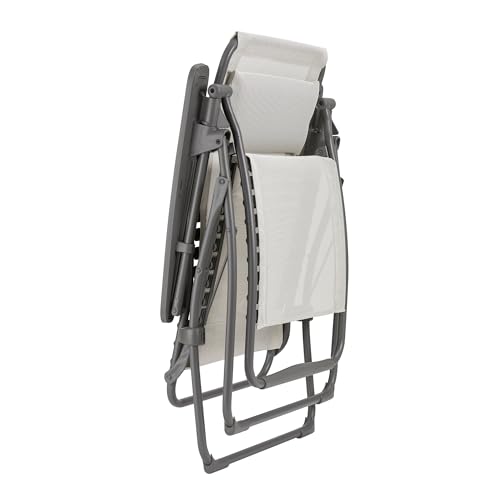 Lafuma Futura LFM3118 8548 Zero Gravity Outdoor Steel Framed Lawn Patio Recliner Folding Lounge Chair with Batyline Canvas, Seigle Grey - color: Grey (Seigle), style: Futura Zero Gravity
