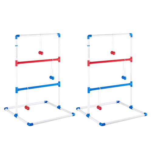 OLIXIS Ladder Ball, Golf Tossing Ball Set for Ladder Toss Game, Ladderball Outdoor Games for Lawn & Backyard for Adults & Kids, Complete with 6 Bolas, Scoreboards & Carry Bag, White - color: White