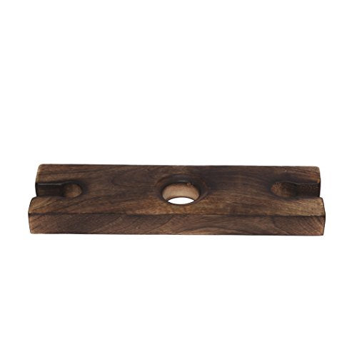 GoCraft Handmade Antique Wood Wine Bottle & Glass Holder – Rustic Countertop Stand for 1 Bottle & 2 Glasses – Vintage Wine Caddy for Home Bar, Kitchen, and Dining Room Décor