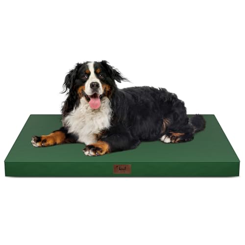 Outdoor All Weather Dog Bed, XXL Waterproof Orthopedic Egg Crate Foam Pet Mat with Removable Washable Oxford Cooling Cover for Large Dogs, 47x29 Inch, Dark Green - color: Dark Green, size: 47.0"L x 29.0"W x 3.5"Th