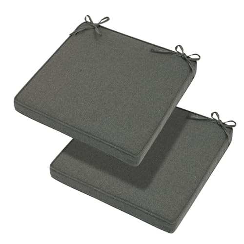 Magpie Fabrics Indoor Outdoor Waterproof Square Chair Cushion, 18" x 18" x 2.5", 2 Pack, Water Resistant Seat Cushions, for Patio Garden Office, Dark Grey - color: Dark Grey