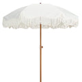 AMMSUN Boho Fringe Umbrella Outdoor Patio, 6.5ft UPF50+ Picnic Umbrella with Tassels with Steel Pole and Push Button Tilt, Antique White - color: Antique White