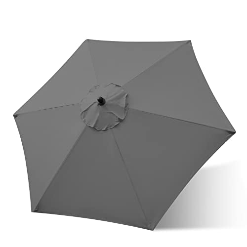 Sunnyglade 7.5ft Patio Umbrella Replacement Canopy Market Umbrella Top Outdoor Umbrella Canopy with 6 Ribs - color: Dark Gray