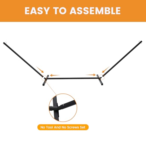 Lazy Daze Hammocks Portable 2 Person Heavy Duty Steel 12 FT Hammock Stand with Hooks and Chains for Outside, Patio, Backyard, 450 Pounds Capacity, Black - color: Black, size: 12 FT