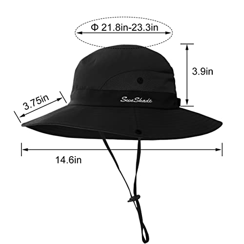 3 Pieces Womens Ponytail Wide Brim Sun Hat Packable UV Protection Beach Cap for Fishing & Hiking - color: Black＆gray＆pure Beige