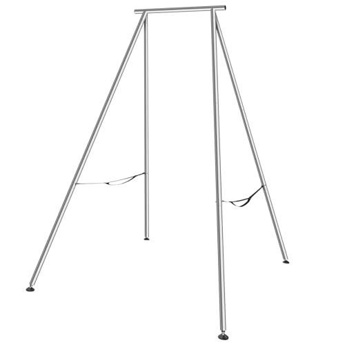 VEVOR Yoga Stand Frame, Max 441-551 lbs Load Swing Stand, Triangular Structure Aerial Rig, Aerial Silk Stands with Yoga Hammock, Standard & Height-Adjustable Version - color: Silver, style: Standard Version