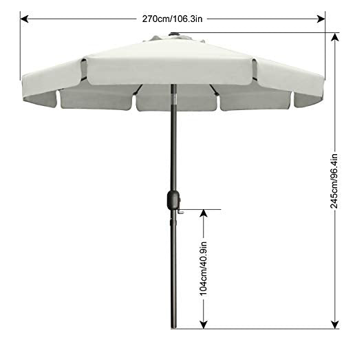 ABCCANOPY 9ft Scalloped Patio Umbrella, Outdoor Table Umbrella with Tilt and Crank, Fiberglass Ribs Deck Umbrella for Patio, Pool, Garden, Picnic (Light Beige) - color: Light Beige, size: 9ft
