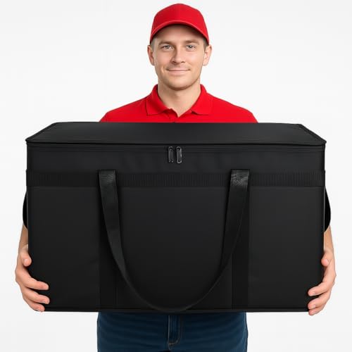 Bodaon 2-Pack Insulated Food Delivery Bag, XXXL Grocery Shopping/Catering/Pizza Cooler Bags, Rideshare Delivery Bag, Cold/Hot Styrofoam Carrier for Travel/Car, Warmer/Froze - color: Black, size: XXX-Large(without Hard Bottom)