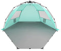 Oileus X-Large 4 Person Beach Tent Sun Shelter - Portable Sun Shade Instant Tent for Beach with Carrying Bag, Stakes, 6 Sand Pockets, Anti UV for Fishing Hiking Camping, Waterproof, Light Green - color: Light Green