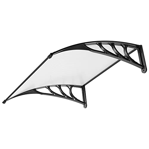VIVOHOME Polycarbonate Window Door Awning Canopy Transparent with Black Bracket 40 Inch x 40 Inch - color: Transparent, size: 40 Inch x 40 Inch