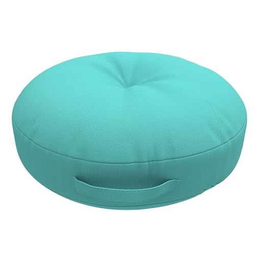 Covers & All Sunbrella Round Seat Cushion with Handle, Plush Outdoor Pillows and Chair Cushions for Home or Patio (24 x 5 Inch, Canvas Aruba) - color: Canvas Aruba, size: 24 x 5, style: Handle