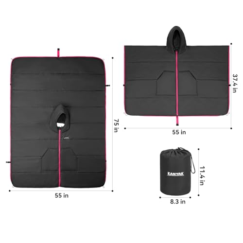 Camping Blanket Poncho, Large Wearable Blankets, 75 x 55 inch Cape, Windproof & Water-Repellent, Portable & Warm, for Outdoor, Sports, Travel, Car - color: Dark Grey