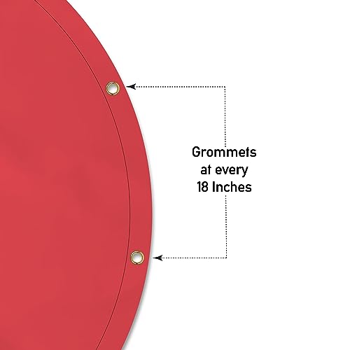 Covers & All Heavy Duty Round Tarp – 18 oz Waterproof PVC Vinyl Tarp, Tear & UV Resistant with Reinforced Edges and Grommets for Patio, Pool & Equipment Protection (12 ft Diameter, Red)