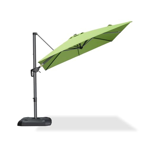 PURPLE LEAF 8 Feet Patio Umbrella Outdoor Cantilever Square Umbrella Aluminum Offset Umbrella with 360-degree Rotation for Garden Deck Pool Patio Apple Green - color: Apple Green, size: 8' X 8', style: Standard