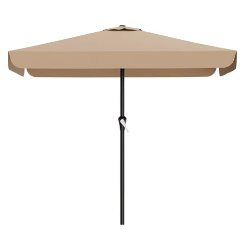 AreShark 8 X 10 FT Large Rectangular Patio Umbrella with Valance, Outdoor Table Market Umbrella w/Crank & 8 Ribs, Rectangle Outdoor Umbrellas for Garden, Deck, Yard and Poolside, Beige - color: Beige, size: 8x10 Ft