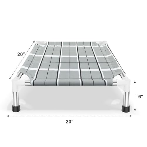 Elevated Raised Outdoor Dog Bed - Cooling Lifted Outside Dogs Cot Bed with Non-Slip Feet Dog Hammock Bed with Stainless Steel Frame Portable Puppy Pet Bed for Indoor & Outdoor - size: S:20'' x 20'' x 6''
