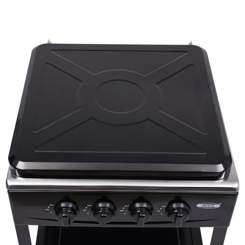 4 Burners Gas Stove with Wind Shield Portable NG/LPG Stove with 2 Storage Shelves for RV Apartment Outdoor Cooking - style: 4 Burner-Black