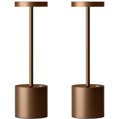 SAKRINGT 2 Pack Cordless Table Lamp Rechargeable,5000mAh Battery Powered Table Light, Dimming Portable LED Desk Lamp for Restaurant/Outdoor - color: Brown