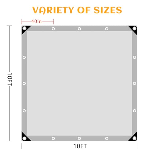 Tarps Heavy Duty Waterproof, 12 Mil Silver Waterproof Tarps for Outdoors with Grommets Reinforced Edges, UV Resistant, Tear&Fade Resistant, Camping Cover Under Tent, 10 * 10 FT - color: Silver-12 Mil, size: 10*10FT