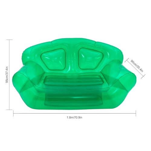 Portable Inflatable Couch with Headboard and Built-in Pump Blow Up Pull Out Couch Folding Inflatable Chair 70.9"×35.4"×37.4" Outdoor Air Sofa for Camping, Backyard, Beach, Party (Green) - color: Green