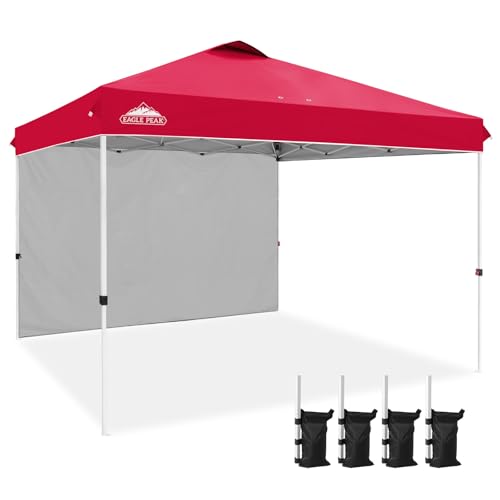 EAGLE PEAK Commercial Canopy 12x12 Pop Up Canopy Tent with 1 Sidewall, Easy Setup Heavy Duty Instant Event Shelter for Vendors & Markets, Outdoor Sun Shade, Red - color: Red, size: 12x12