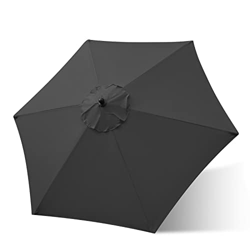 Sunnyglade 7.5ft Patio Umbrella Replacement Canopy Market Umbrella Top Outdoor Umbrella Canopy with 6 Ribs - color: Black