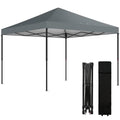 Outsunny 10 x 10 ft Pop Up Canopy Tent with One Push Setup, Easy Setup Outdoor Portable Instant Canopy Shelter with Wheeled Carry Bag, Sandbags, Adjustable Height for Parties, Events, Dark Gray - color: Dark Gray