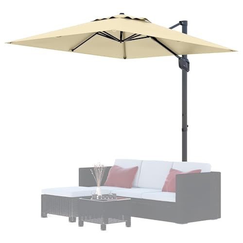 9ft Outdoor Patio Umbrella Heavy Duty 8 Ribs, Waterproof UV Protection Sun Shade with Crank Lift & Push Button Tilt, Outdoor Umbrella for Deck, Pool, Garden, Backyard, Lawn - color: Beige&Square, size: 10FT Roman