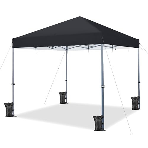 Yaheetech 12x12 Pop Up Canopy Easy Set-up Tent, Portable Outdoor Canopy Instant Tent, Commercial Gazebo with Wheeled Carry Bag & 4 Sandbags for Home, Party & Outdoor Activities, Black - color: Black, size: 12x12