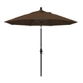 California Umbrella 9' Round Aluminum Market Umbrella, Crank Lift, Collar Tilt, Bronze Pole, Teak Olefin - color: Teak