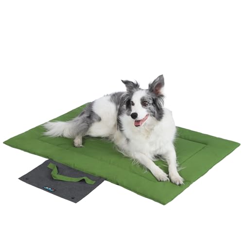 Outdoor Foldable Dog Mat Durable Teflon-Coated Oxford Material Waterproof Thin Dog pad Travel-Friendly Machine Washable Design for Camping/Car (Green, Medium (39.4 * 28.3 * 1.57 in)) - color: Green, size: Medium