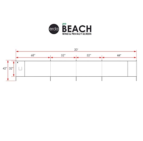 Ocean Camo Pro Beach Recycled Polyester Rip-Stop 20 ft Lightweight Windscreen, Privacy Screen, Wind Blocker, Free Matching Shoulder Bag (NEW Mahogany Wood Poles)