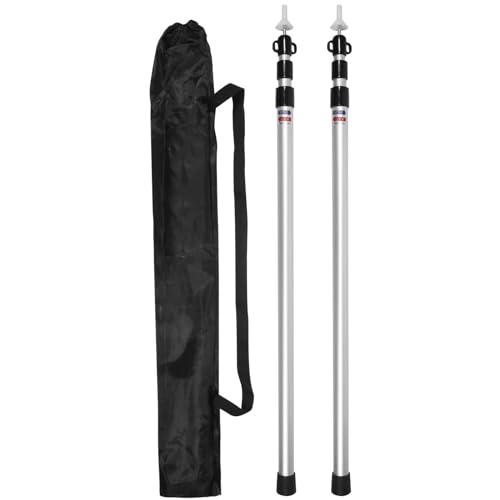 Tarp Poles, Telescoping Tent Poles, Ultra-Lightweight Portable Aluminum Sun Shade Poles That Extends Up to 7'6",Suitable for Camping, Tent, Awning, Beach Shelter(2 PCS) - color: Silvery