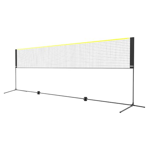VEVOR Badminton Net, Height Adjustable Volleyball Net, Wide Foldable Pickleball Net, Portable Easy Setup Tennis Net Set with Poles, Stand and Carry Bag, for Kids Backyard Game Indoor Outdoor Use - size: 17ft