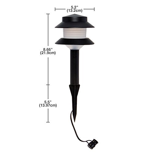 GreenLighting Paradise Low Voltage Landscape Pathway Lights - 2 Tier Outdoor Garden Lights - Easy, Simple Installation - Walkway, Lawn, Landscape Lighting (Black, 4 Pack) - size: 4 Pack