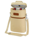opux 2 Bottle Wine Carrier Tote, Insulated Leakproof Wine Cooler Bag, Wine Travel Bag Tote for Picnic Beach, Portable Wine Bottle Carrying Case, Gift for Wine Lover Women Men Christmas, Cream Beige - color: Cream Beige