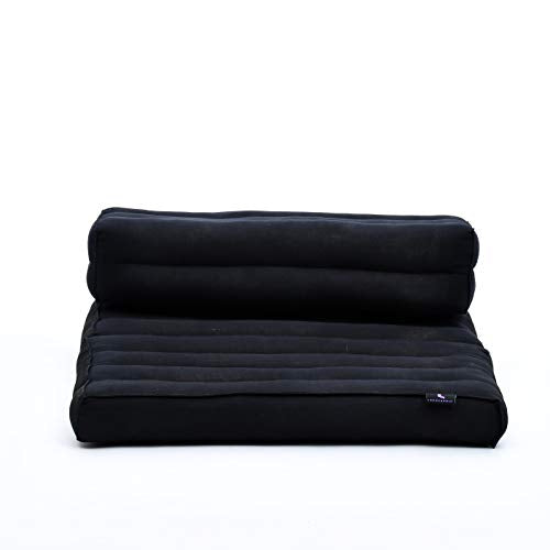 Leewadee Foldable Floor Mattress – 2 in 1 Floor Meditation Mat for Yoga and Relaxation, Seating Futon with Kapok - color: Cl02 - Black