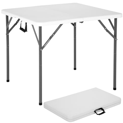 BestOffice Outdoor 34" Folding Card Table Plastic Table Portable Square Height Dining Table Perfect for Picnics,Parties,Party and Camping, White - color: White, size: 34"