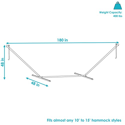 Sunnydaze Double Hammock Stand for Outside - 400-Pound Capacity Indoor/Outdoor Hammock Frame - Bronze Powder-Coated Finish - 15-Foot - color: Bronze, size: 15 ft