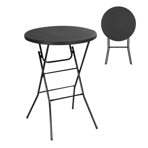 Nice C Plastic High Top Round Table, Portable Cocktail Bar Table, 31.5" Folding Counter Height Tables, Waterproof Outdoor/Indoor Tables for Parties, Weddings, Camping, Backyard (Black, 1 Pack) - size: Black 1 Pack