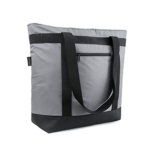 BeeGreen Cooler Bag Soft Insulated Tote for Beach Travel Grocery Shopping Lunch Portable Large Ice Coolers with Handle Hard Freezer Bags with Zippered Top Foldable Leakproof Delivery Totes Gray - color: Gray