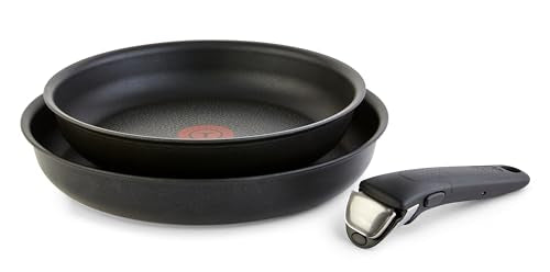 T-fal Ingenio Detachable Handle Cookware Set, Stackable Set. Induction Oven Broiler Safe 500F Cookware, Pots and Pans, Oven, Broil, Dishwasher Safe, 3 Piece set, Onyx Black - color: Black, size: 3-Piece (Induction)