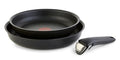 T-fal Ingenio Detachable Handle Cookware Set, Stackable Set. Induction Oven Broiler Safe 500F Cookware, Pots and Pans, Oven, Broil, Dishwasher Safe, 3 Piece set, Onyx Black - color: Black, size: 3-Piece (Induction)