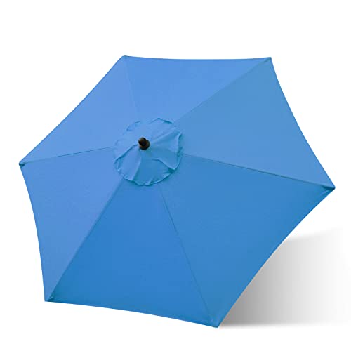 Sunnyglade 7.5ft Patio Umbrella Replacement Canopy Market Umbrella Top Outdoor Umbrella Canopy with 6 Ribs - color: Blue