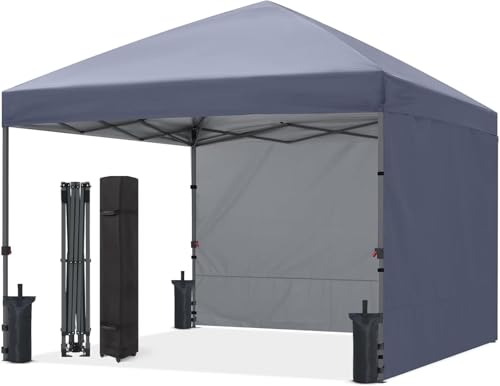 ABCCANOPY Easy Pop up Canopy Tent with 2 Sidewalls for Outdoor Sun Blocking or Rain Protection,10x10, Gray - color: Gray, size: 10x10