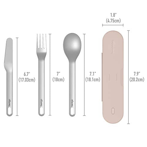 Bentgo Stainless Travel Utensil Set - Reusable 3-Piece Silverware Set with Carrying Case, High-Grade Premium Steel, BPA-Free Case, Eco-Friendly - Ideal for Travel, Camping, and Office Use (Rose) - color: Rose