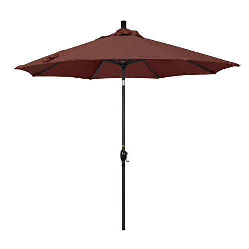 California Umbrella 9' Round Aluminum Market Umbrella, Crank Lift, Push Button Tilt, Black Pole, Terrace Adobe Olefin - color: Terrace Adobe